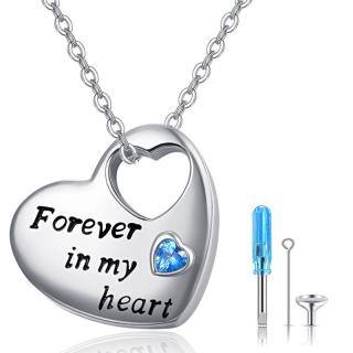 Sterling Silver Hollow Heart Urn Necklace For Ashes Engraved Always In My Heart-40