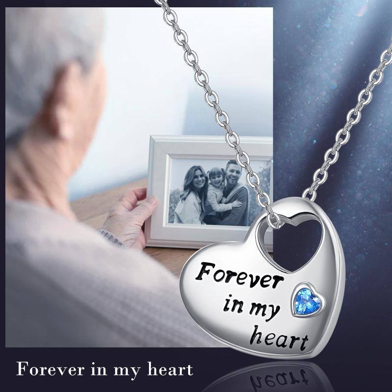 Urnen-Halskette aus Sterlingsilber mit hohlem Herz, für Asche, mit der Gravur „Always In My Heart“-6