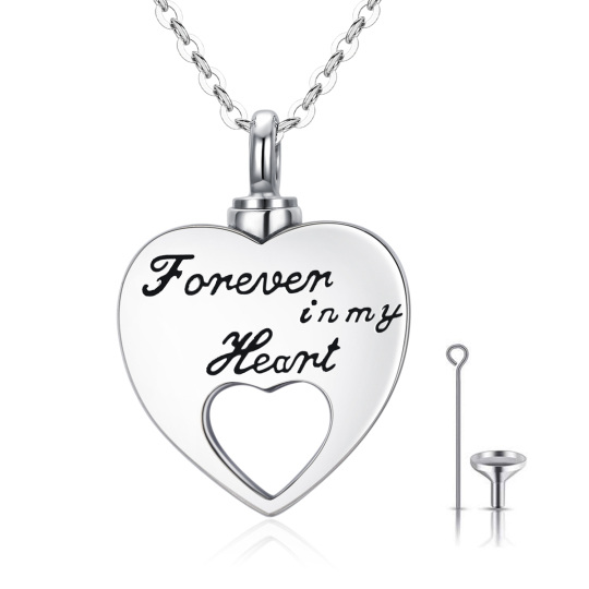 Sterling Silver Hollow Heart Urn Necklace For Ashes Engraved Forever In My Heart