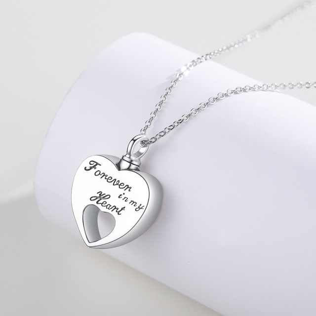 Sterling Silver Hollow Heart Urn Necklace for Ashes Engraved Forever in My Heart-3