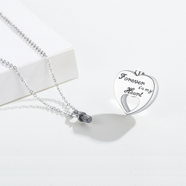 Collana con urna a cuore cavo in argento sterling per le ceneri con incisione Forever in My Heart-4