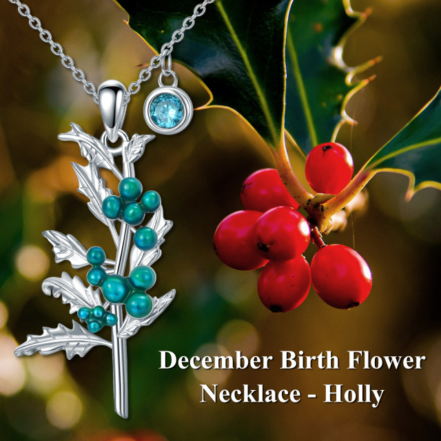 Collana con ciondolo Holly in argento sterling con zirconia cubica-3