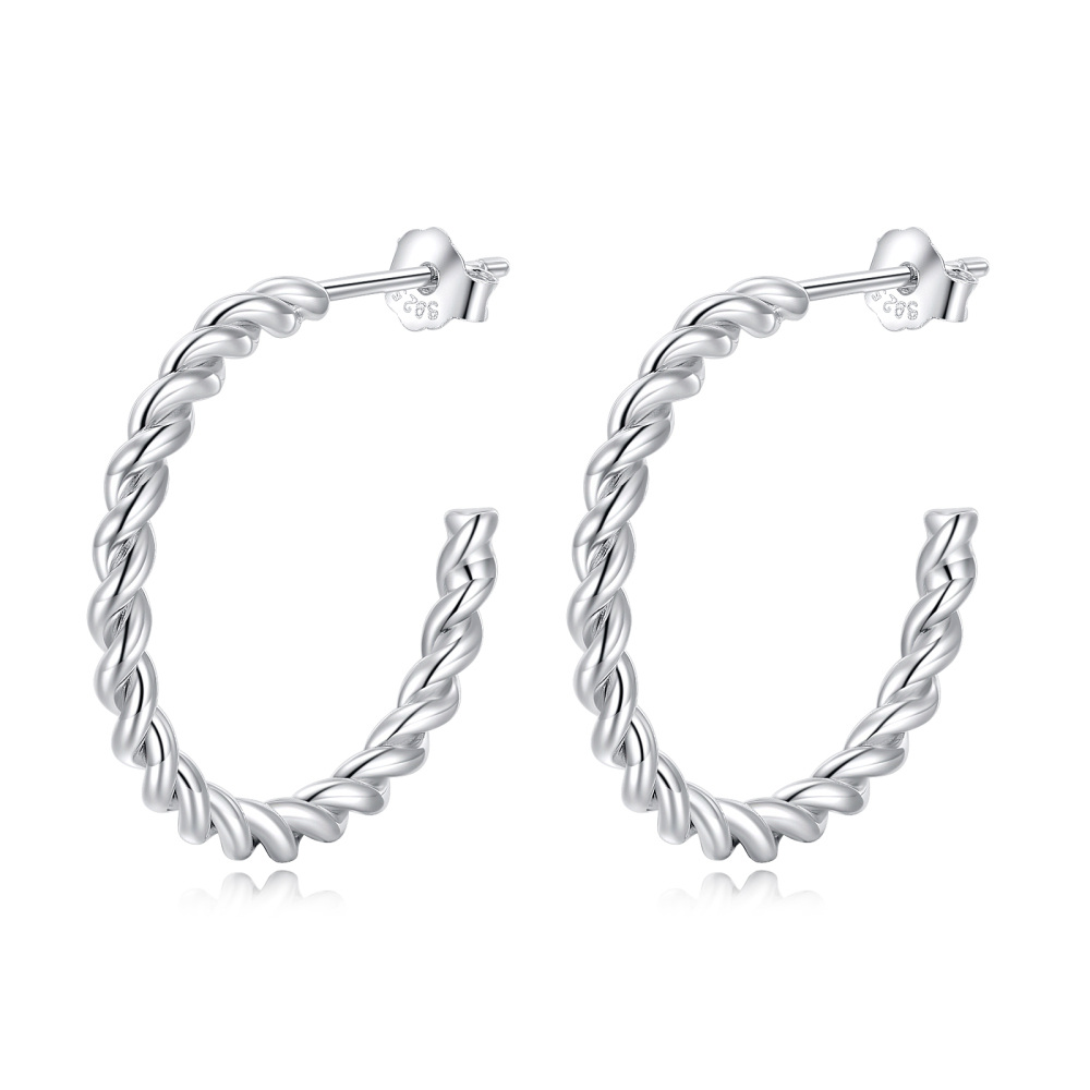 Sterling Silver Hoop Earrings-1