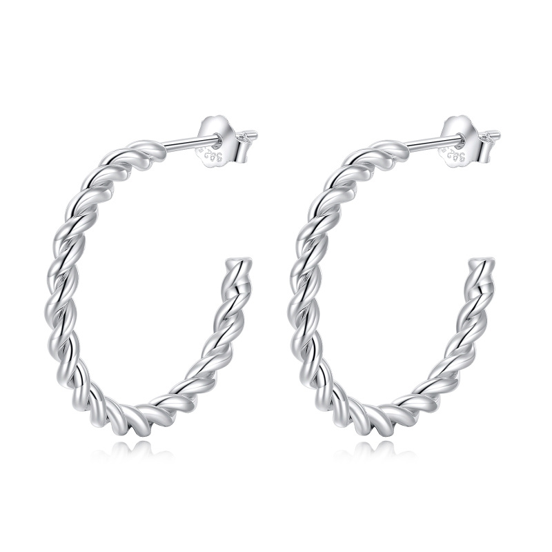 Sterling Silver Hoop Earrings-1