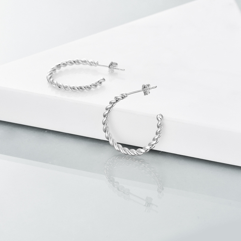 Sterling Silver Hoop Earrings-3