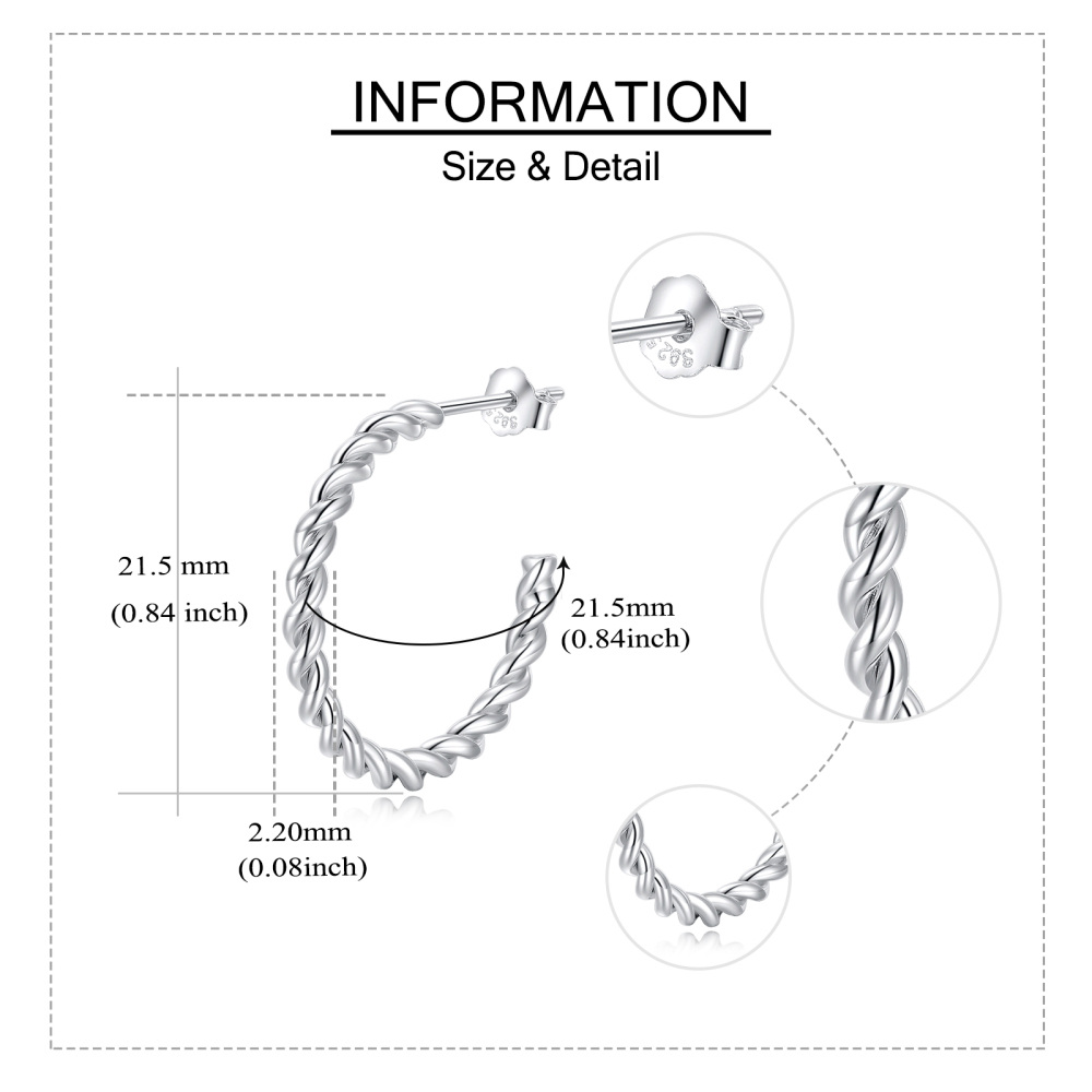 Sterling Silver Hoop Earrings-4
