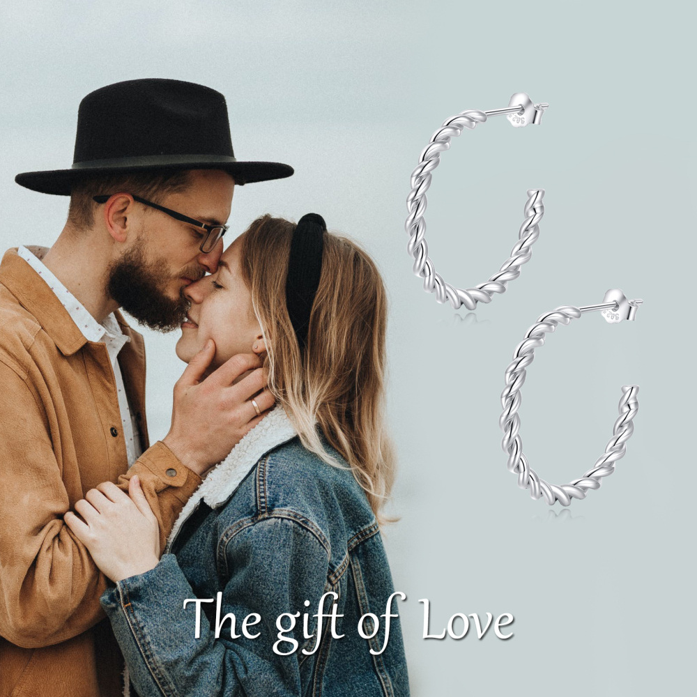 Sterling Silver Hoop Earrings-5