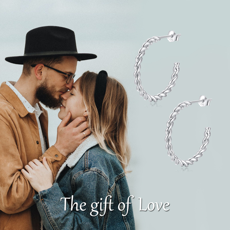 Sterling Silver Hoop Earrings-5