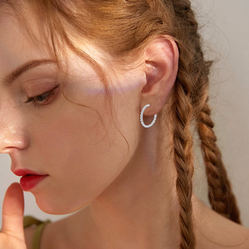 Sterling Silver Hoop Earrings-6