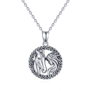 Sterling Silver Horse & Celtic Knot Pendant Necklace-29