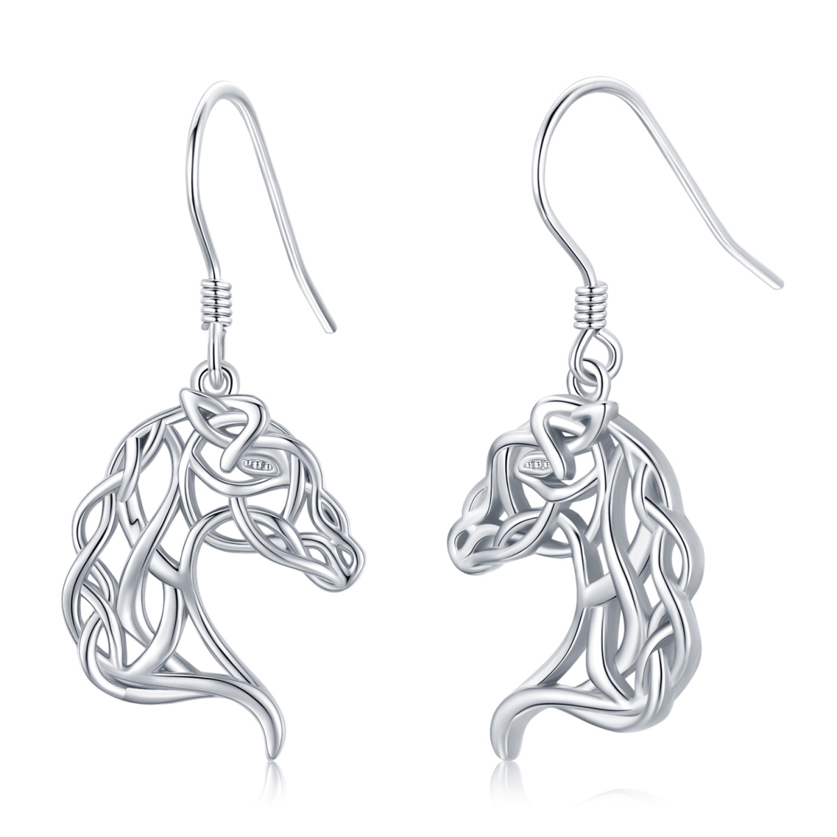 Sterling Silver Horse Drop Earrings-1