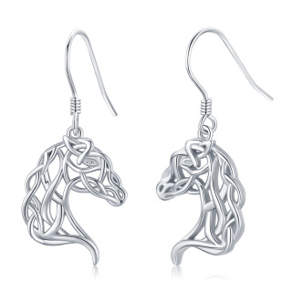 Sterling Silver Horse Drop Earrings-4