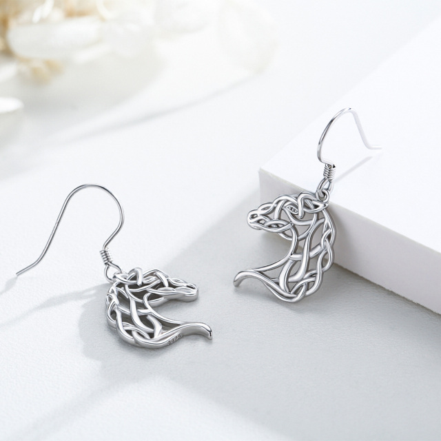 Pendants d'oreilles cheval en argent sterling-3