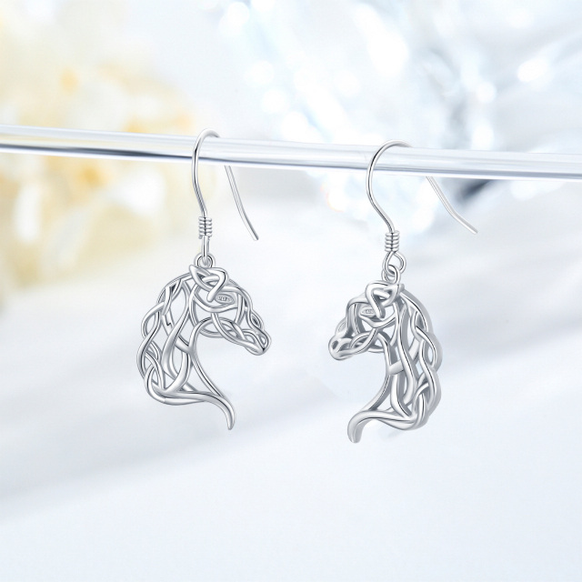 Pendants d'oreilles cheval en argent sterling-4