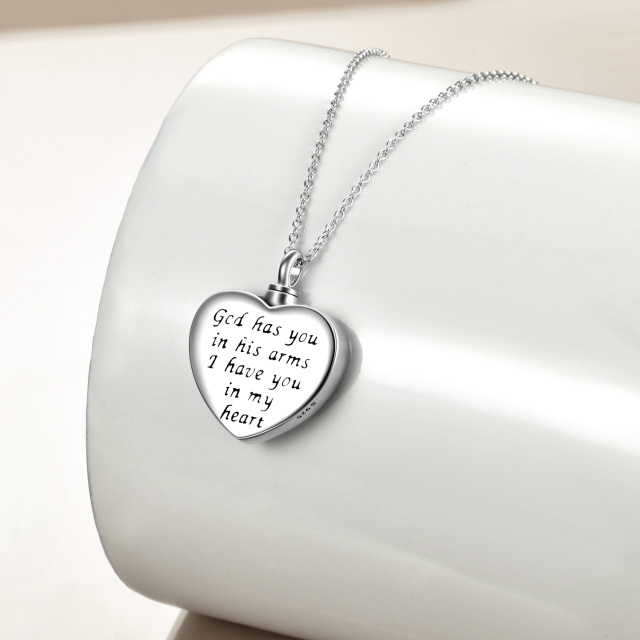 Sterling Silver Horse & Heart Urn Necklace for Ashes with Engraved Word-3