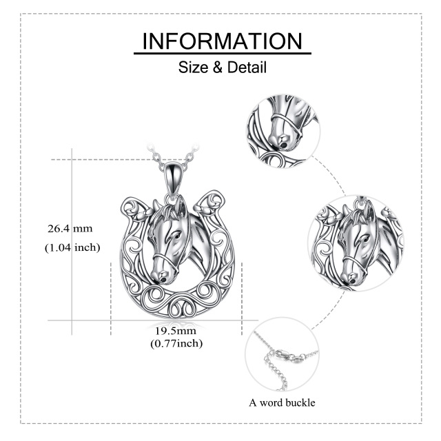 Srebrny naszyjnik z koniem i podkową-6