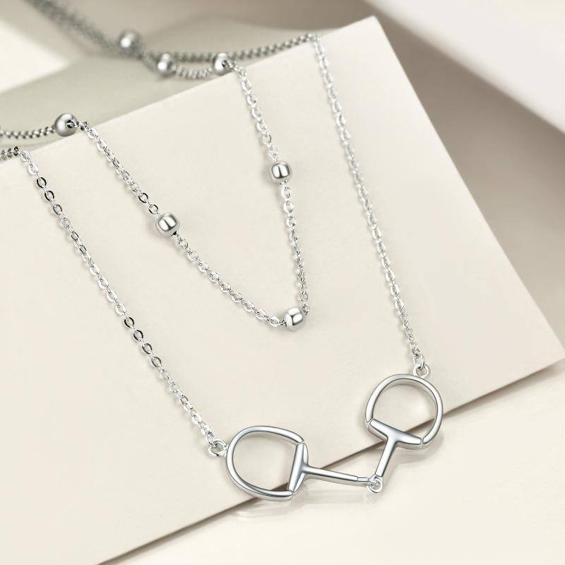 Sterling Silver Horse Layered Necklace-4