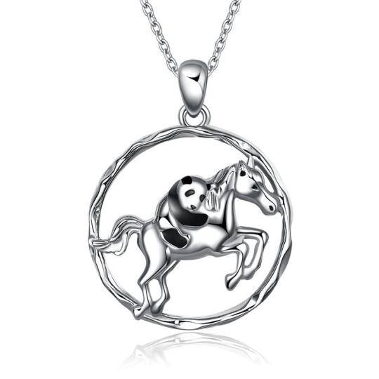 Collier en argent sterling avec pendentif cheval et panda