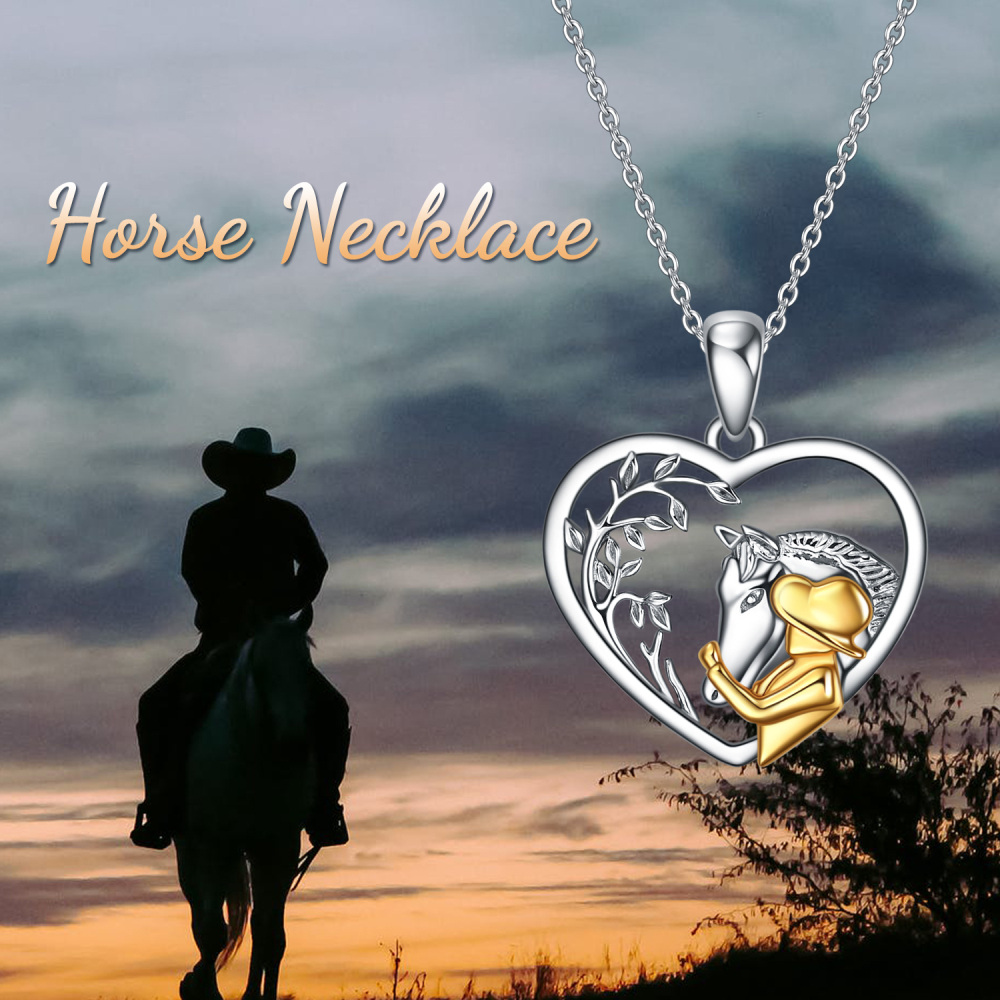 Sterling Silver Horse Pendant Necklace-3