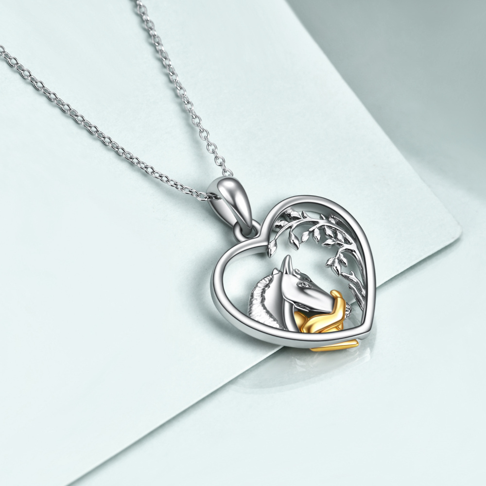 Sterling Silver Horse Pendant Necklace-4
