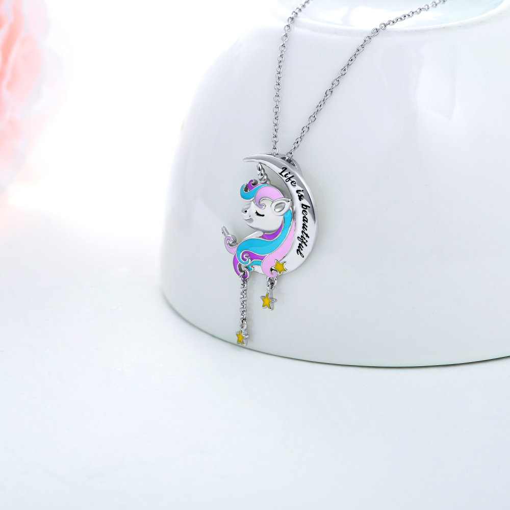 Collar con colgante de caballo de plata de ley-5