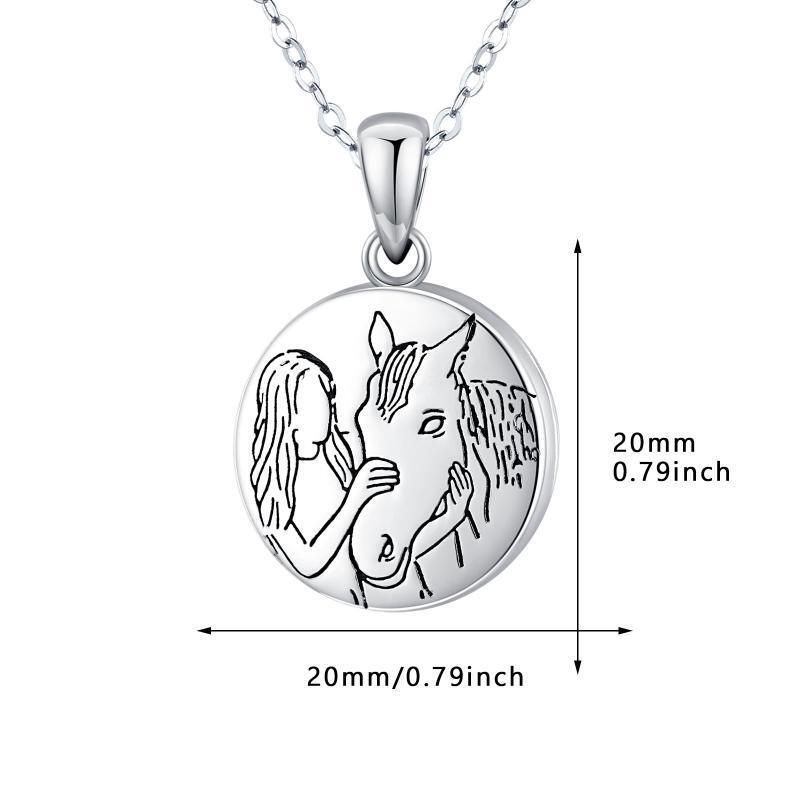 Collar con medallón con foto personalizada de caballo de plata de ley-5
