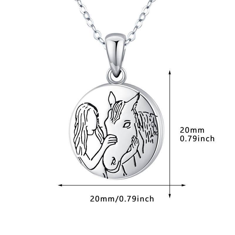 Sterling Silver Horse Personalized Photo Locket Necklace-5