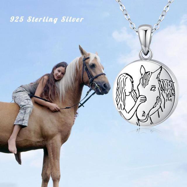 Collier médaillon photo personnalisé cheval en argent sterling-6