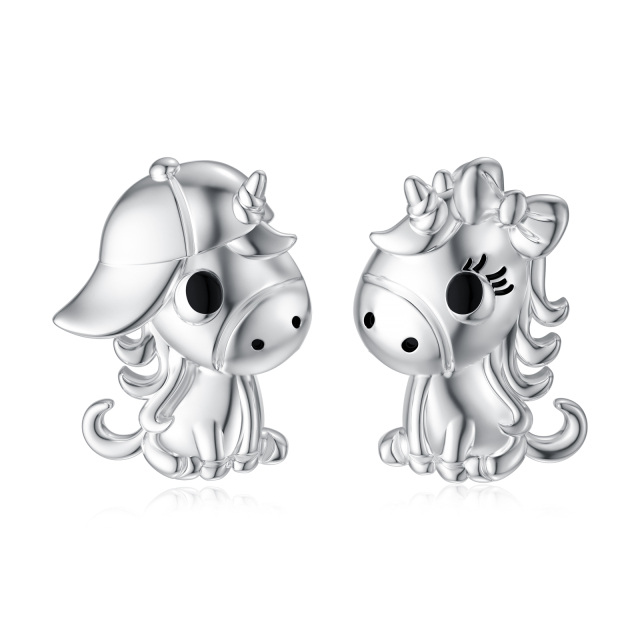 Sterling Silver Horse Stud Earrings-1