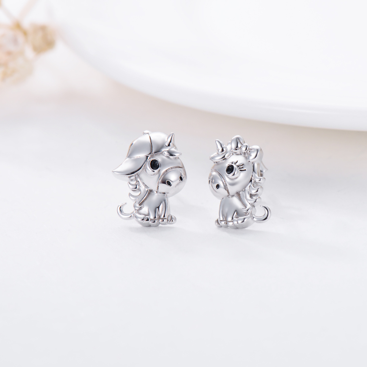 Boucles d'oreilles cheval en argent sterling-3