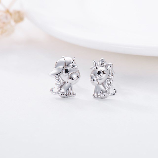 Sterling Silver Horse Stud Earrings-3