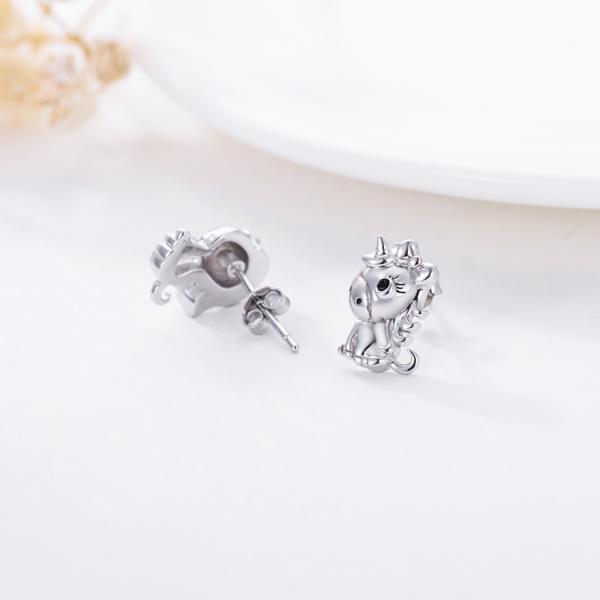 Boucles d'oreilles cheval en argent sterling-4