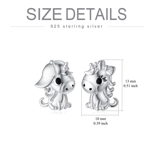 Boucles d'oreilles cheval en argent sterling-6