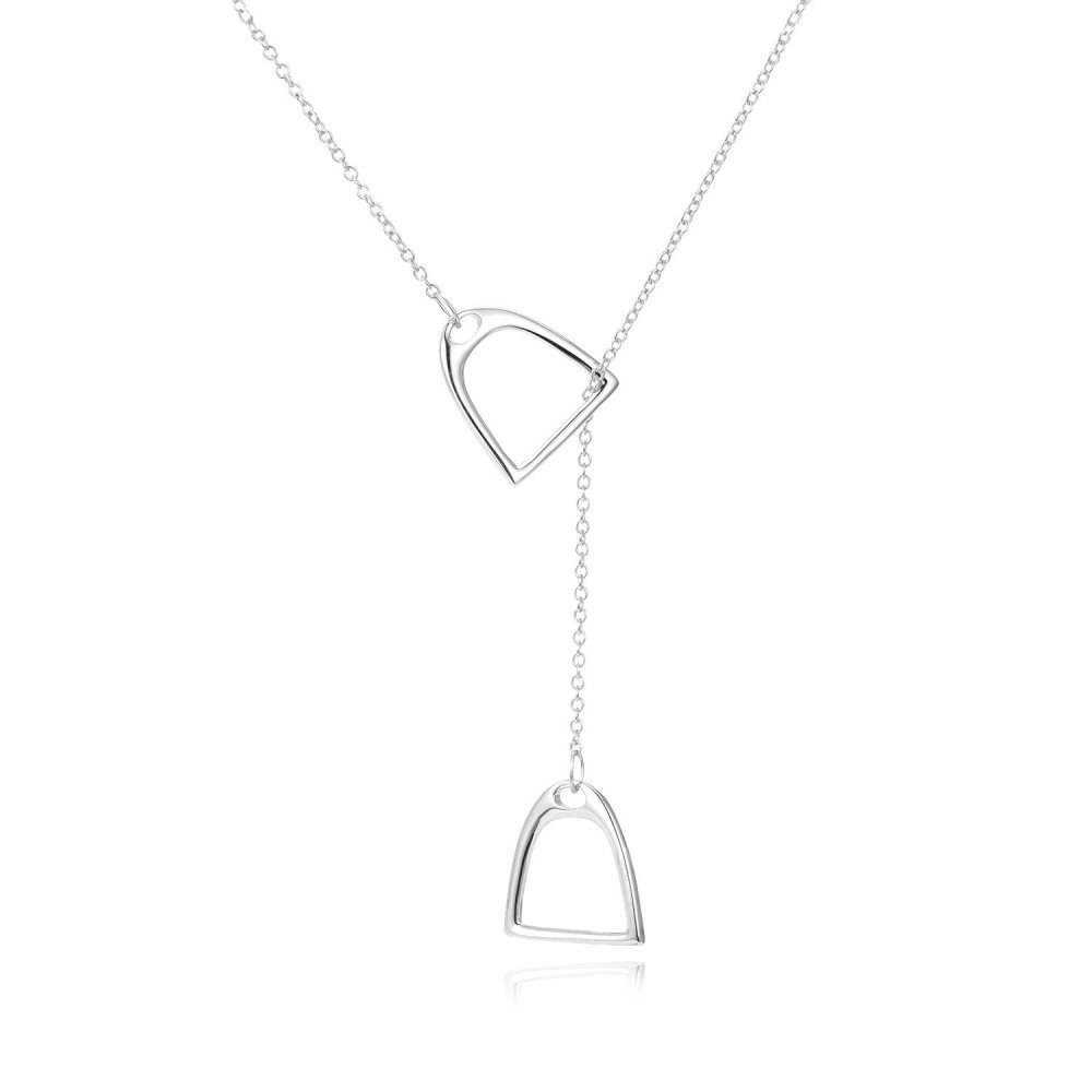 Sterling Silver Horseshoe Adjustable Y Necklace-1