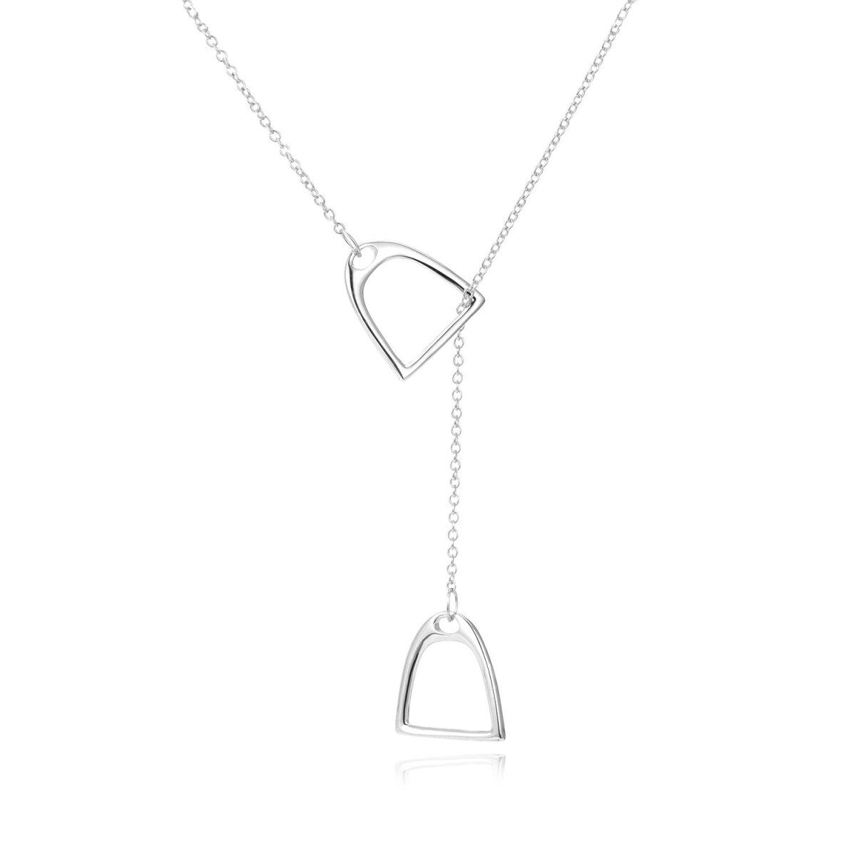 Sterling Silver Horseshoe Adjustable Y Necklace-1