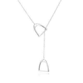 Sterling Silver Horseshoe Adjustable Y Necklace-3