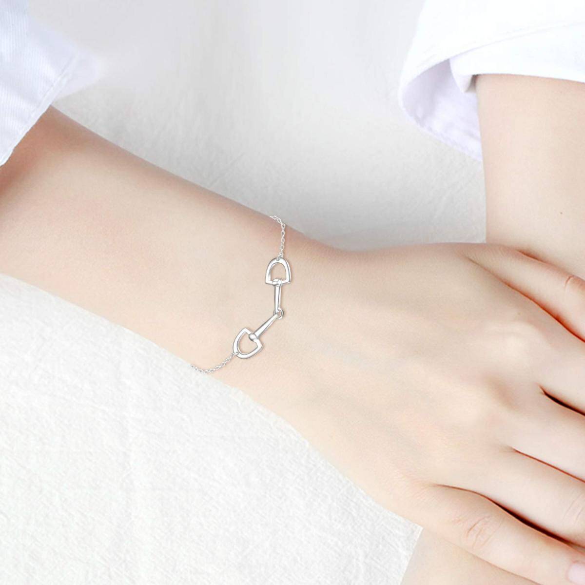 Sterling Silver Horseshoe Pendant Bracelet for Women-2