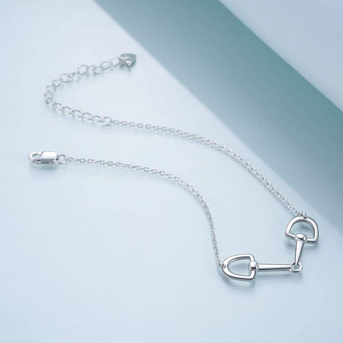 Sterling Silver Horseshoe Pendant Bracelet for Women-3