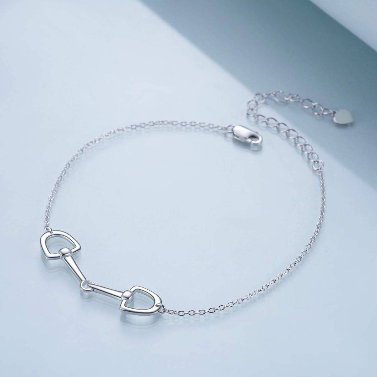 Pulsera con colgante de herradura de plata de ley para mujer-4