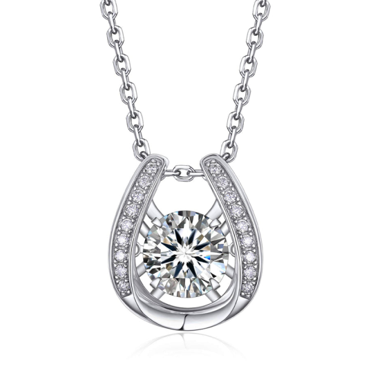 Sterling Silver Cubic Zirconia Horseshoe Pendant Necklace