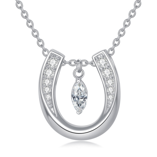 Collana con ciondolo a ferro di cavallo in argento sterling con zirconia cubica