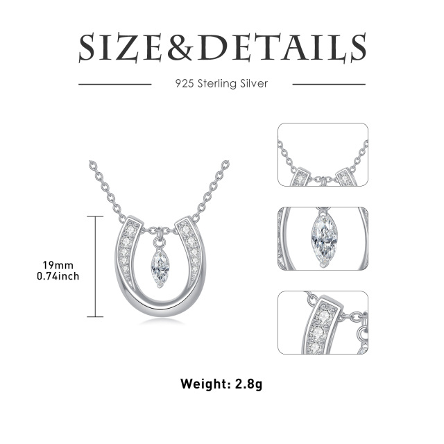 Sterling zilveren Cubic Zirconia hoefijzer hanger ketting-5