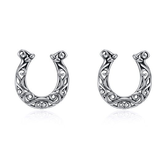 Boucles d'oreilles à tige en argent sterling en forme de fer à cheval