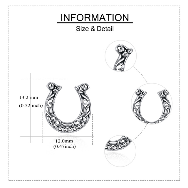 Boucles d'oreilles à tige en argent sterling en forme de fer à cheval-5