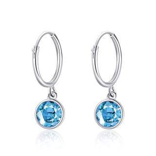 Sterling Silver Circular Shaped Crystal Drop Earrings-15
