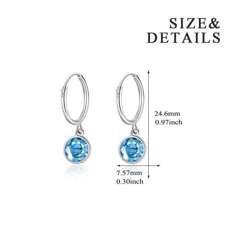 Sterling Silver Circular Shaped Crystal Drop Earrings-4
