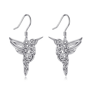 Sterling Silver Hummingbird & Celtic Knot Drop Earrings-34