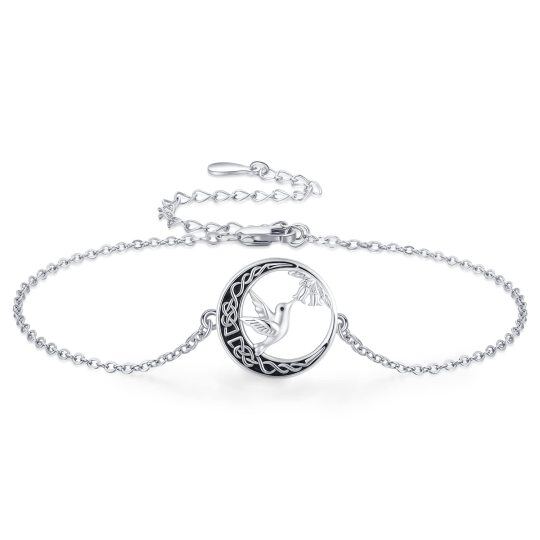 Bracelet avec pendentif colibri en argent sterling avec nœud celtique et lune pour femme