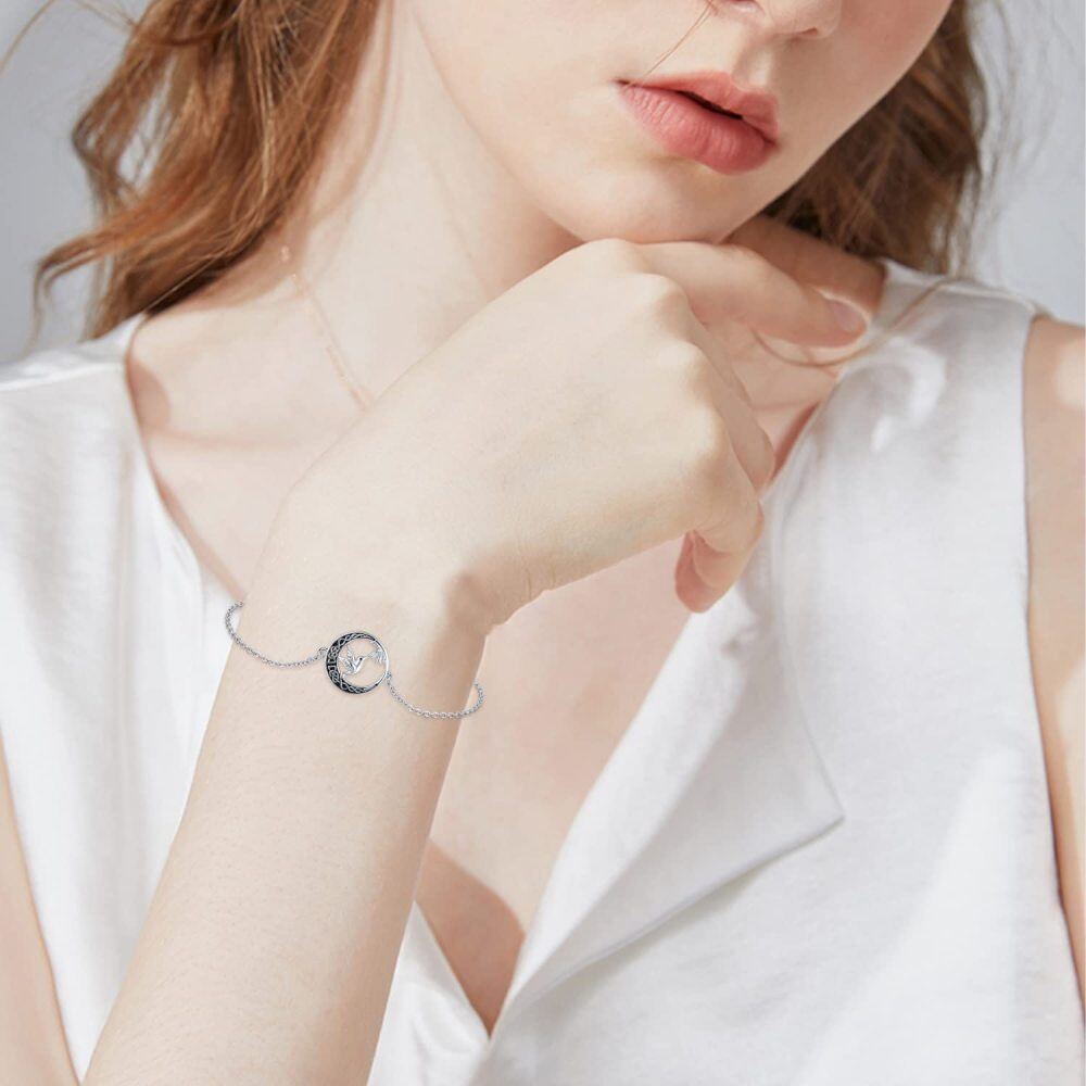 Sterling Silver Hummingbird With Celtic Knot With Moon Charm Bracelet For Women-3