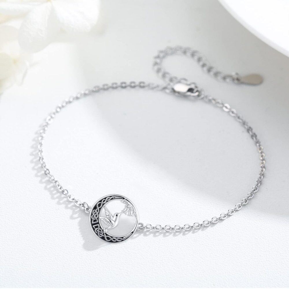 Sterling Silver Hummingbird With Celtic Knot With Moon Charm Bracelet For Women-4